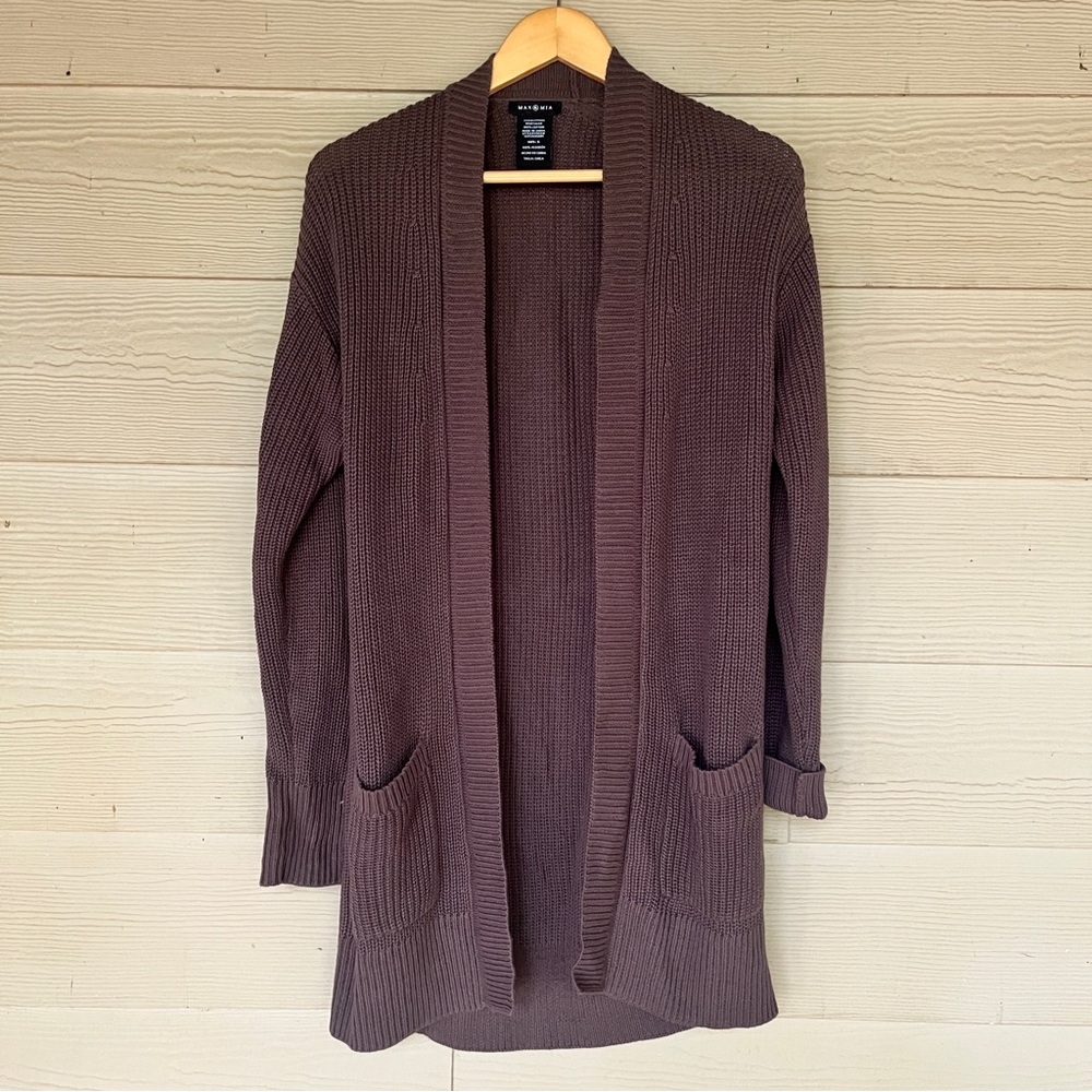 Elegant Brown Open Front Cardigan Max & Mia Wonens Small